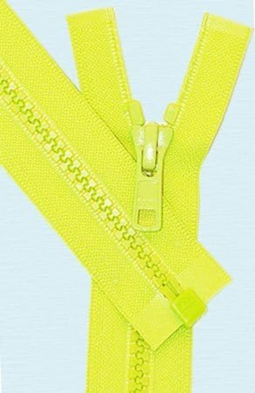 YKK 25" Vislon Zipper ~ YKK #5 Molded Plastic Sport Zipper ~ Separating - 535 Neon Green (1 Zipper/Pack)